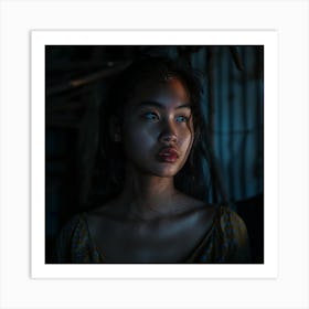 Asian Woman In The Dark Art Print