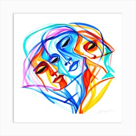 Abstract Face Art - Abstract 3D Art Print