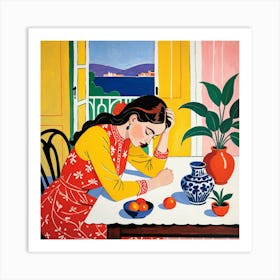 Woman At The Table 5 Art Print