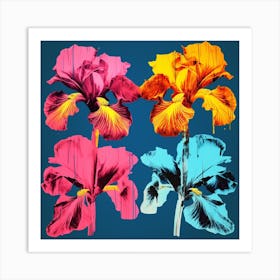 Andy Warhol Style Pop Art Flowers Iris 1 Square Art Print