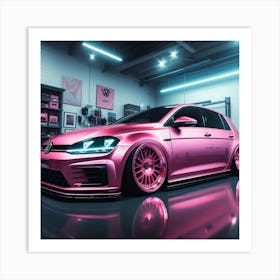 Pink Volkswagen Golf Gti Art Print