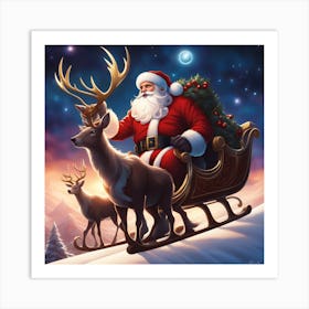 Santa Claus out delivering Art Print