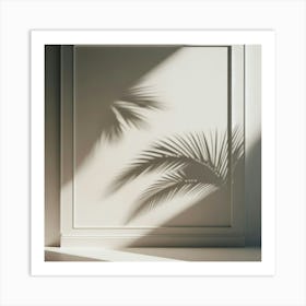 Shadow Of Palm Leaves On White Wall Art Print