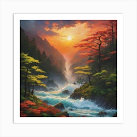 Sunset In The Mountains Art Print