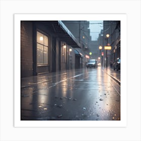 Rainy City Street 2 Art Print