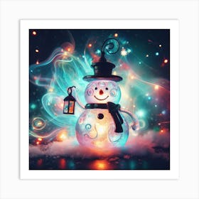 Christmas Snowman Art Print