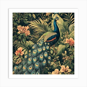 Peacock In The Jungle 7 Art Print