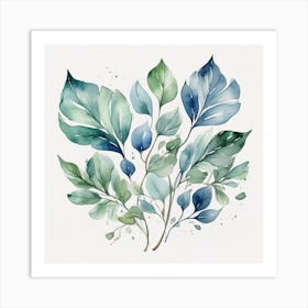 Fan of green-blue transparent leaves 4 Art Print