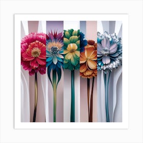 Flowers In A Row Art Print