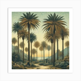 Palm Trees At Sunset Art Print