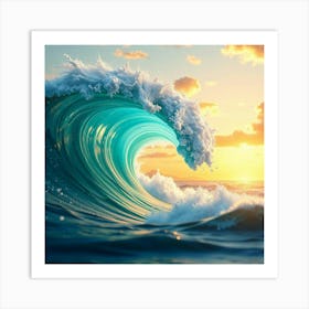 Ocean Wave At Sunset Art Print