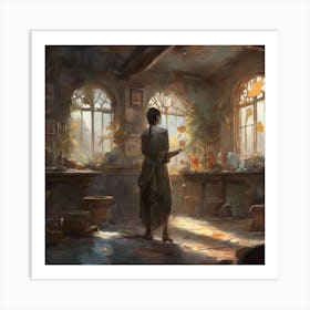 Woman In A Kitchen Art Print