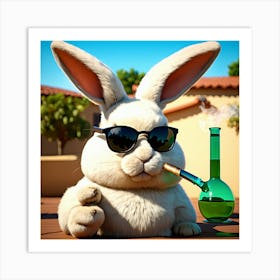 Rabbit Smoking A Pipe Art Print