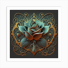 Stylized and intricate geometric black rose 5 Art Print