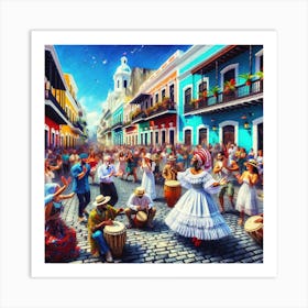 People In Old San Juan - Puerto Rico Art Print