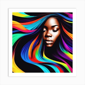 Afro-American Woman With Colorful Hair Art Print