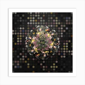 Vintage Green Cestrum Flower Wreath on Dot Bokeh Pattern Art Print