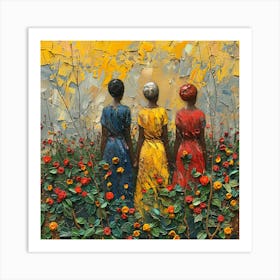 Three Women In A Field Art Print