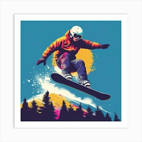 Snowboarder In The Air Art Print