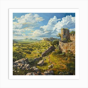 A Great Zimbabwe Ruins In Zimbabwe Oil Painting 2 Art Print