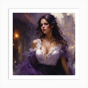 Woman In A Purple Dress 1 Art Print