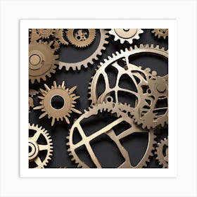 Gears On Black Background 8 Art Print