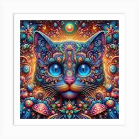 Psychedelic Cat 3 Art Print