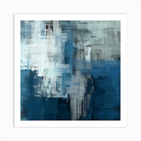 Abstract Painting, Blue And White Art Print