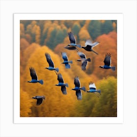 Autumn Birds In Flight Art Print