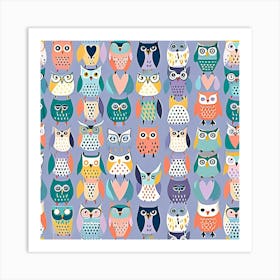 Colorful owls 1 Art Print