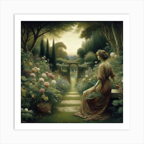 Lady In The Garden 4 Art Print