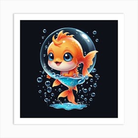 Goldfish In A Bubble Art Print