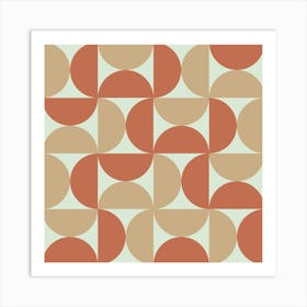 Mid Century Half Circles in Terracotta And Tan Art Print