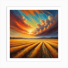 Sunset In The Field Art Print