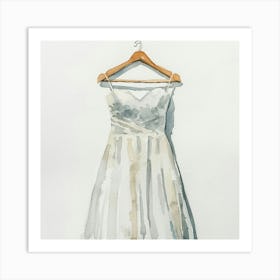 Watercolor Wedding Dress On Hanger 4 Art Print