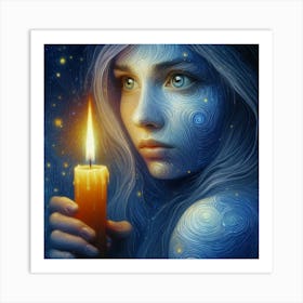 Young Girl Holding A Candle Art Print