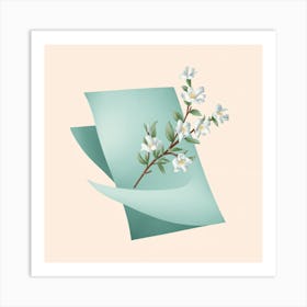 White Blossoms On Paper Art Print