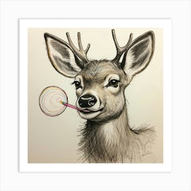 Lollipop Deer Art Print