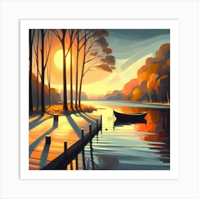 Sunset At The Dock 6 Art Print