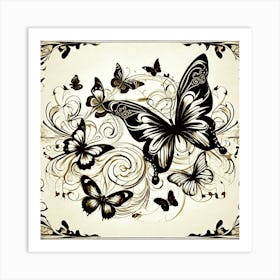 Butterflies And Vines 7 Art Print