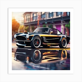 Black Sports Car On The Street Art Print