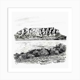 A Table Mountain In Cape Town Hand Drawn Sketch Art Print