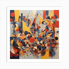 A dynamic interplay of geometric shapes and vibrant colors, optimistic painting Art Print