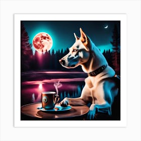 Dog At Night 1 Art Print