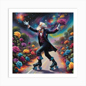 Man On Roller Skates Art Print