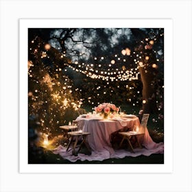 Fairy Lights In The Garden Art Print