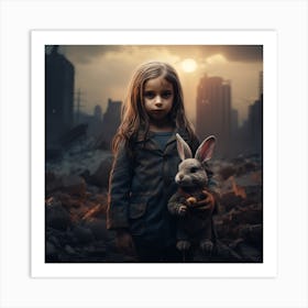 Girl With A Bunny Art Print