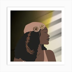 Afro-American Woman With Flowers Art Print