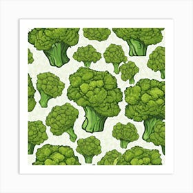 Seamless Pattern Of Broccoli Art Print