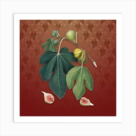 Vintage Fig Botanical on Falu Red Pattern n.1047 Art Print